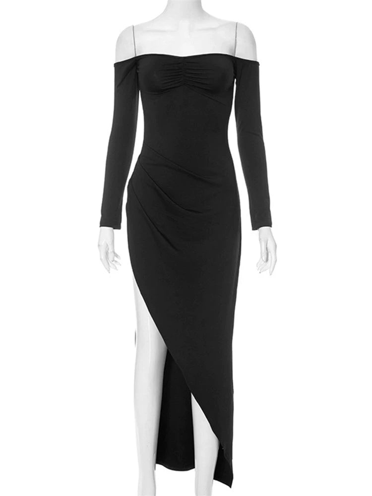 Womens Ahagaga Sexy High Split Tight Dress