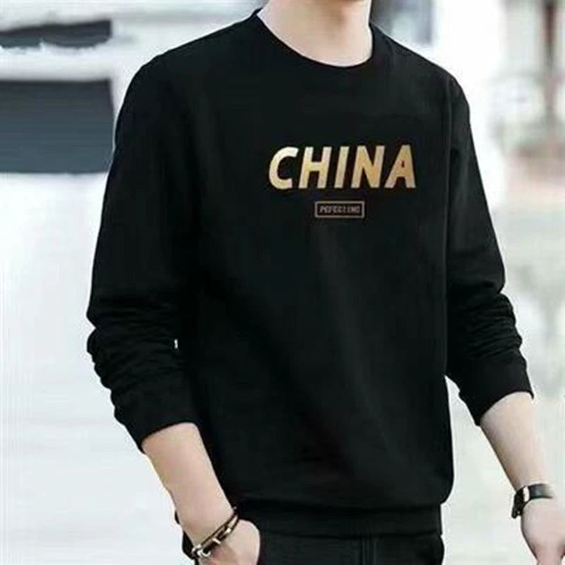 Mens Work Site Loose All-Match Long-Sleeved T-shirt