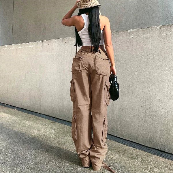 Womens Yk2 Baggy Wide Leg Retro Cargo Pants