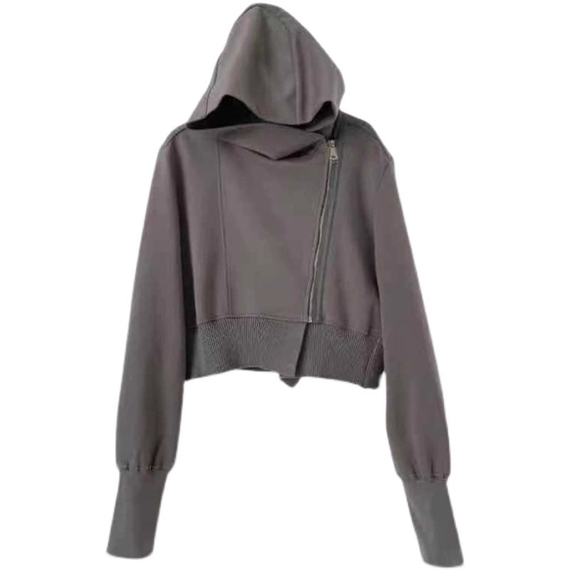 European and American-Style Gray Cardigan Jacket Thin Hoodie