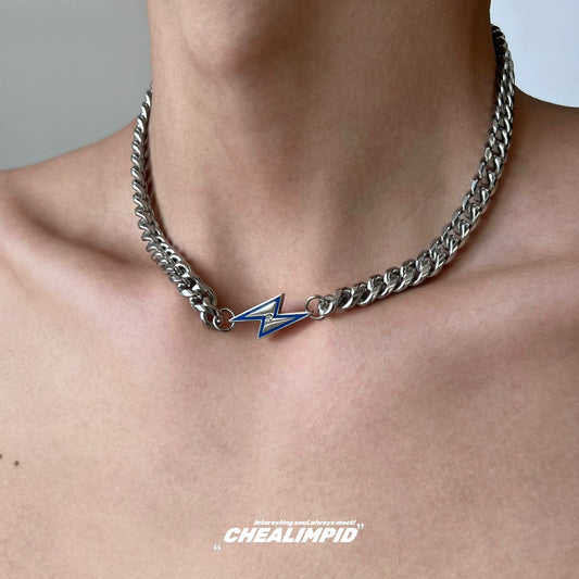 Unisex Lightning Metal Titanium Steel Cuban Necklace