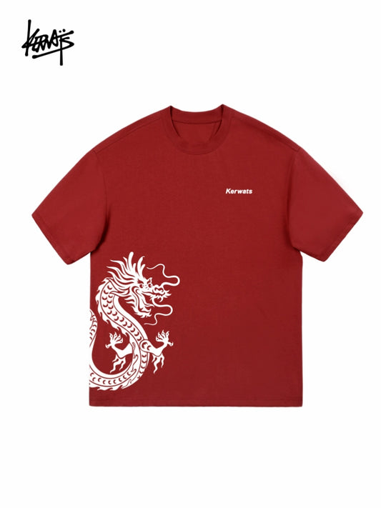 Mens Kerwats plus Size Gender-Free Short Sleeve Chinese Dragon