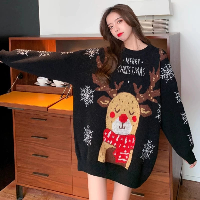 Womens Thick Long Birth Year Red Fashionable Stylish Sweater