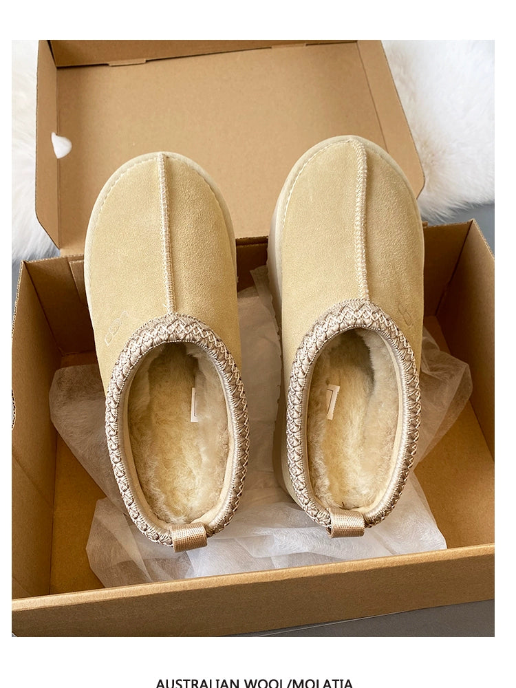 Mens Sheepskin and Fur Integrated Toe Cap Semi Slipper