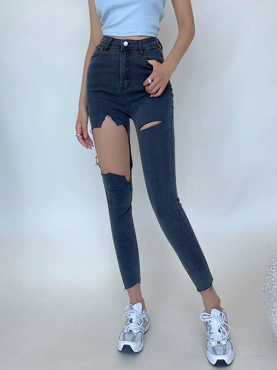 Womens European and American-Style High Waist Sexy Skinny Jeans