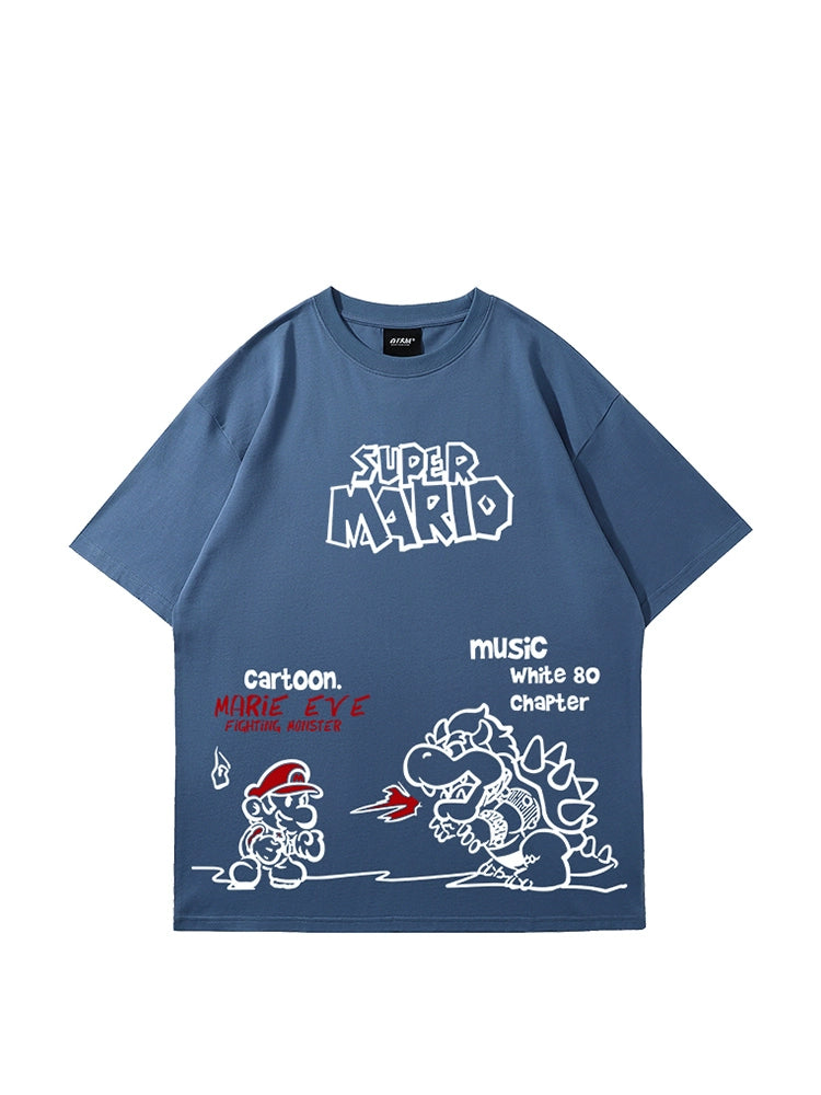 Mens Original Mario Fun Printed Half Sleeves Cartoon