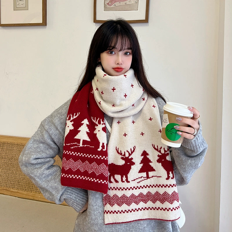 Womens Xiaolu Winter Cute Knitting Scarf Christmas