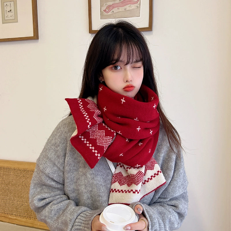 Womens Xiaolu Winter Cute Knitting Scarf Christmas