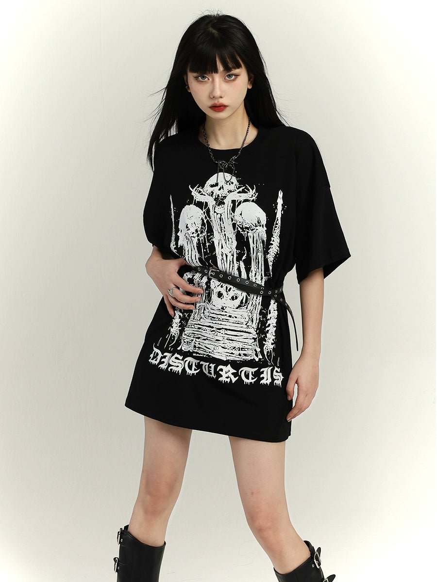 Women's Dark Short-Sleeved Sub-Culture Shirt Punk