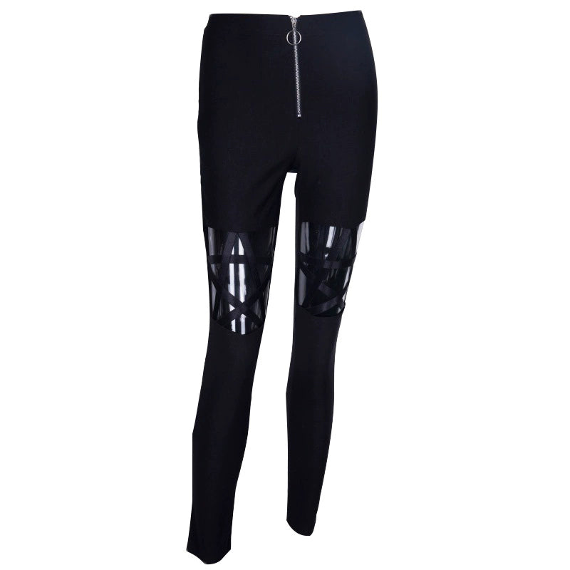 Womens High Waist Ripped Slimming Tight Zipper Bottoming Casual Pants