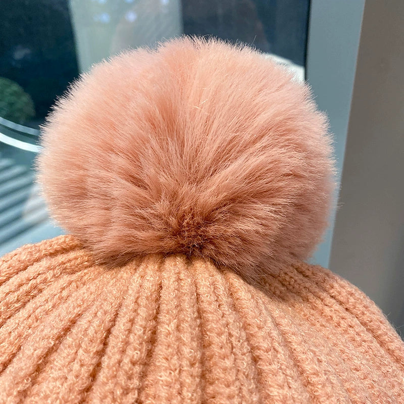 Cute Deer Horn Winter Fur Ball Cycling Warm Hat