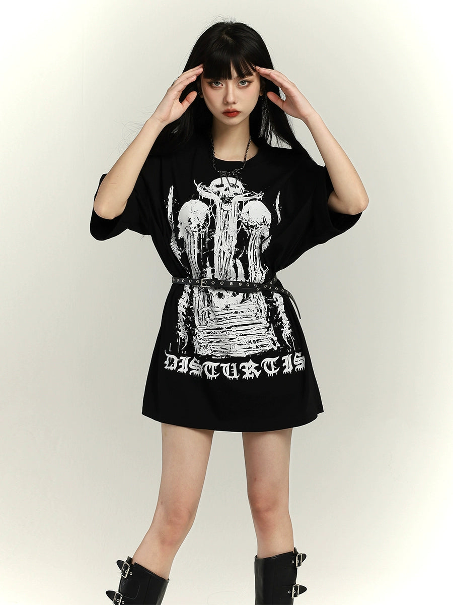 Women's Dark Short-Sleeved Sub-Culture Shirt Punk