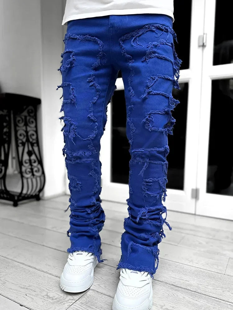 Men Streetwear Ripped Jeans Fashion Denim Pants