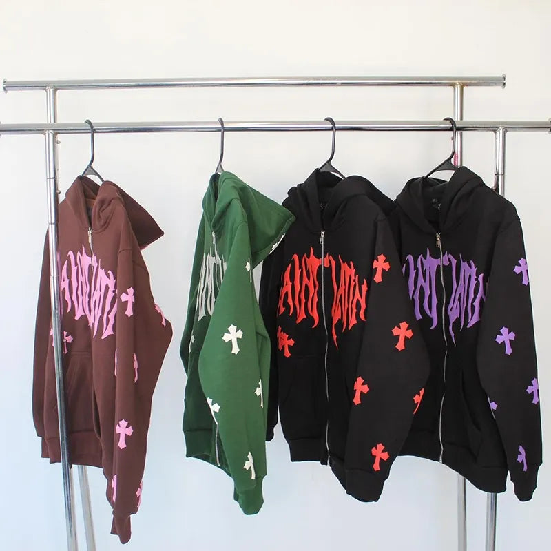 Mens Y2k Men Emo Zip Up Fairy Grunge Pullover Oversized Hoodies