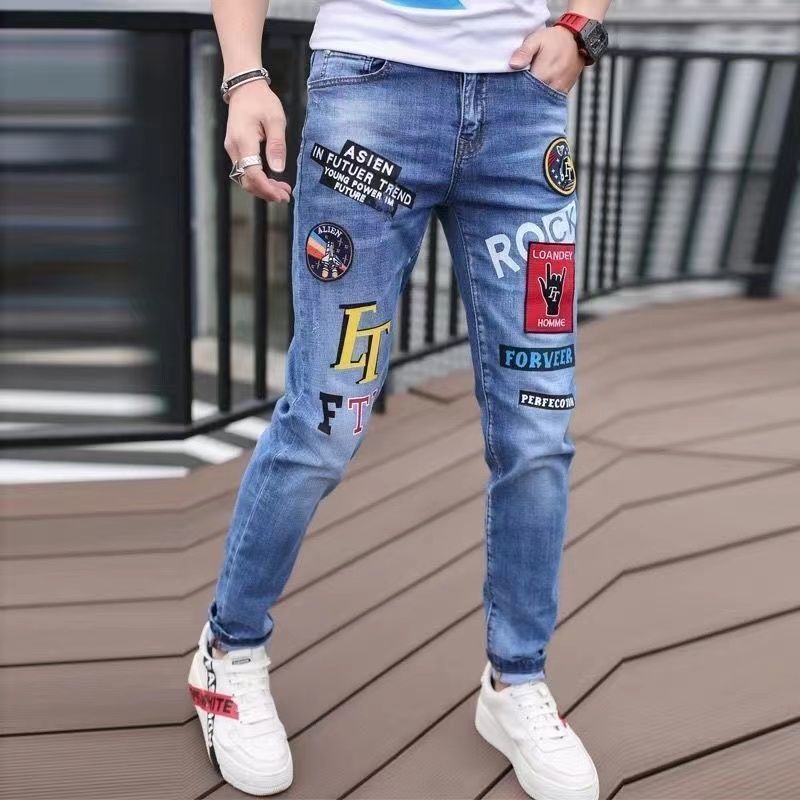 Men Slim Streetwear 90s Hip Hop Skinny Jeans