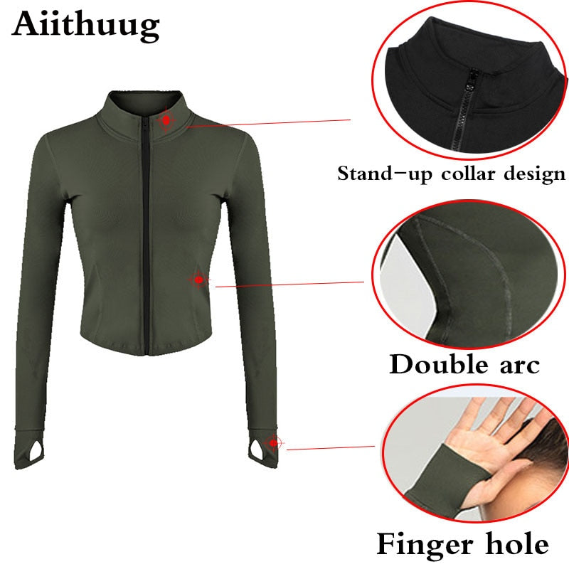 Aiithuug Women Full Zip-up Yoga Top