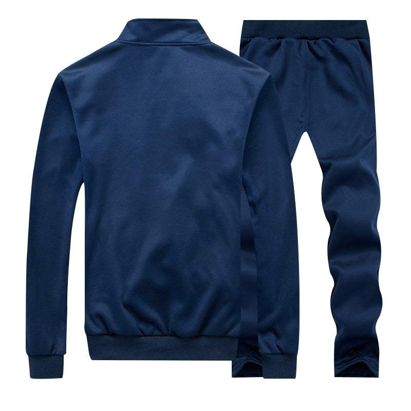 Mens Spring Two PCS Sweat Suit Zipper Jacket+Sweatpants Male Brand Clothing