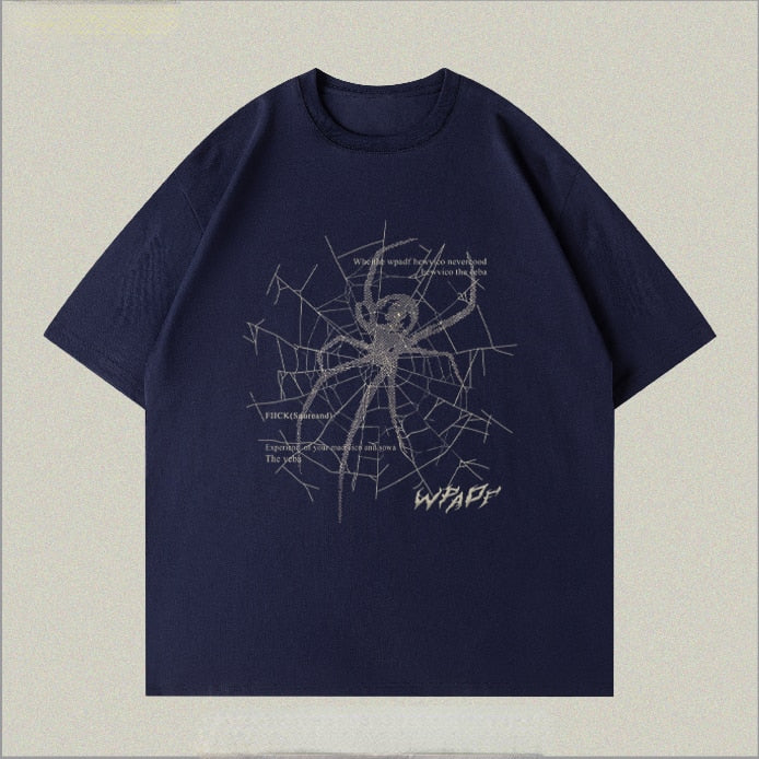 Unisex Loose Spider Trend Print Vintage Graphic T-shirt