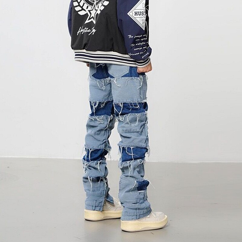 Men Y2K Streetwear Baggy Stacked Jeans