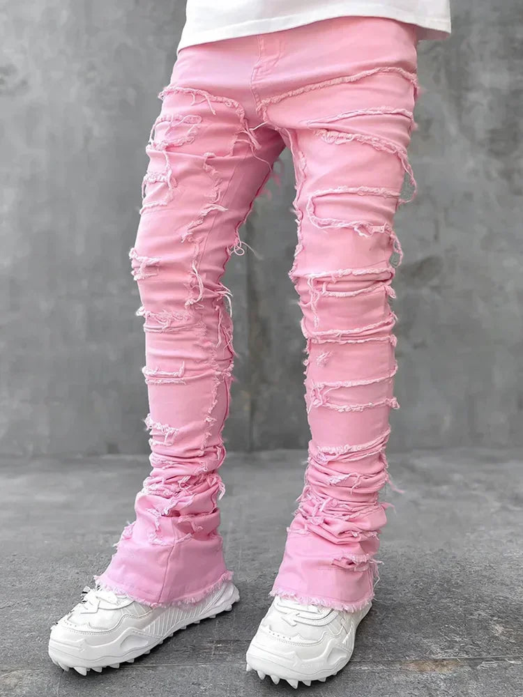 Men Streetwear Ripped Jeans Fashion Denim Pants