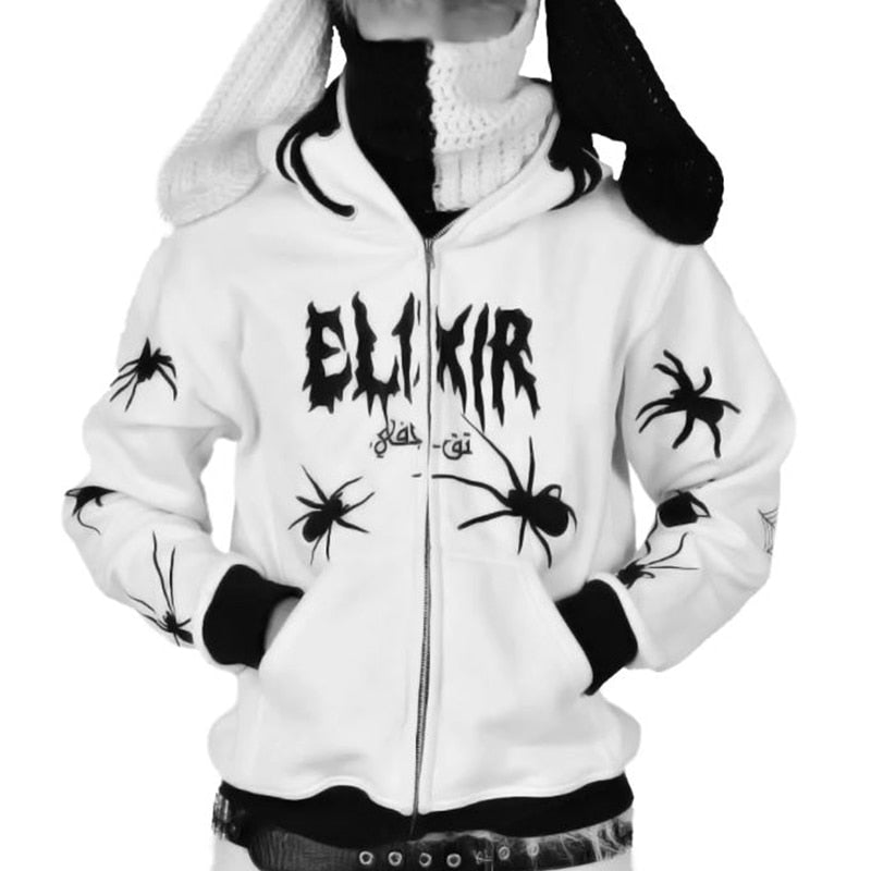 Spider Web Graphic Hoodies Men