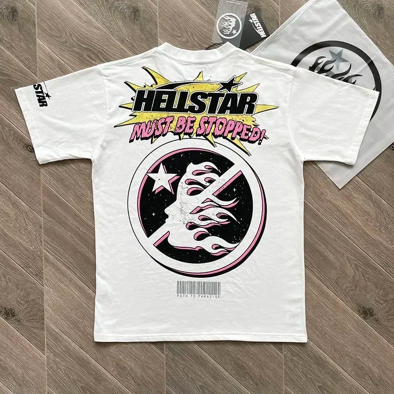 Mens hellstar breaking news short-sleeved T-shirt