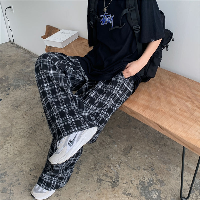 Men Plaid Pants Casual