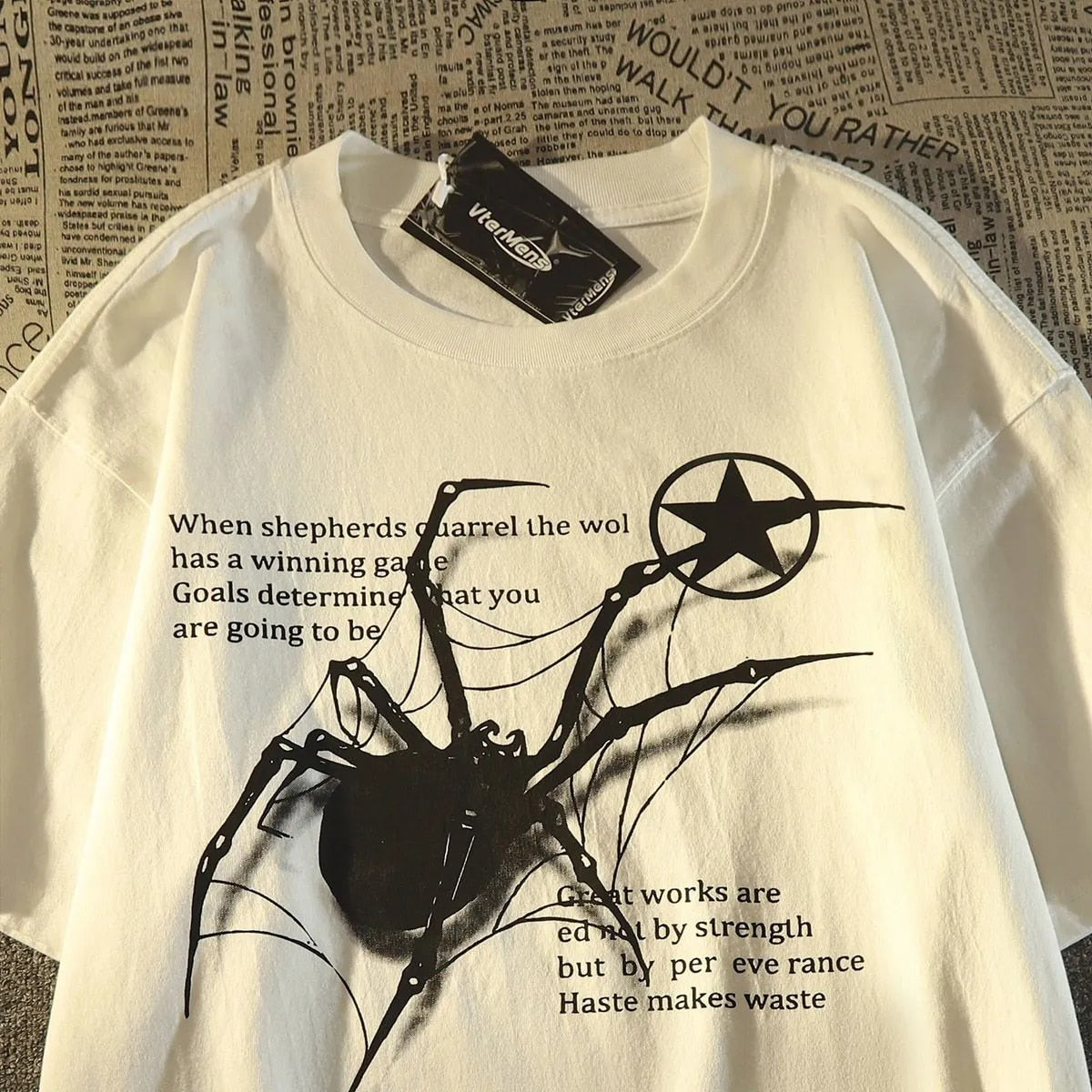 Unisex Spider Script Vintage Graphic Tee