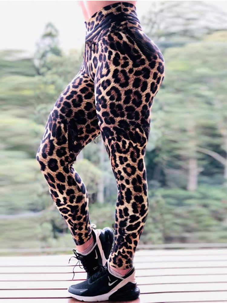 Women's Casual Slim Iridescent Reflective Material Printed Fitness Leggings