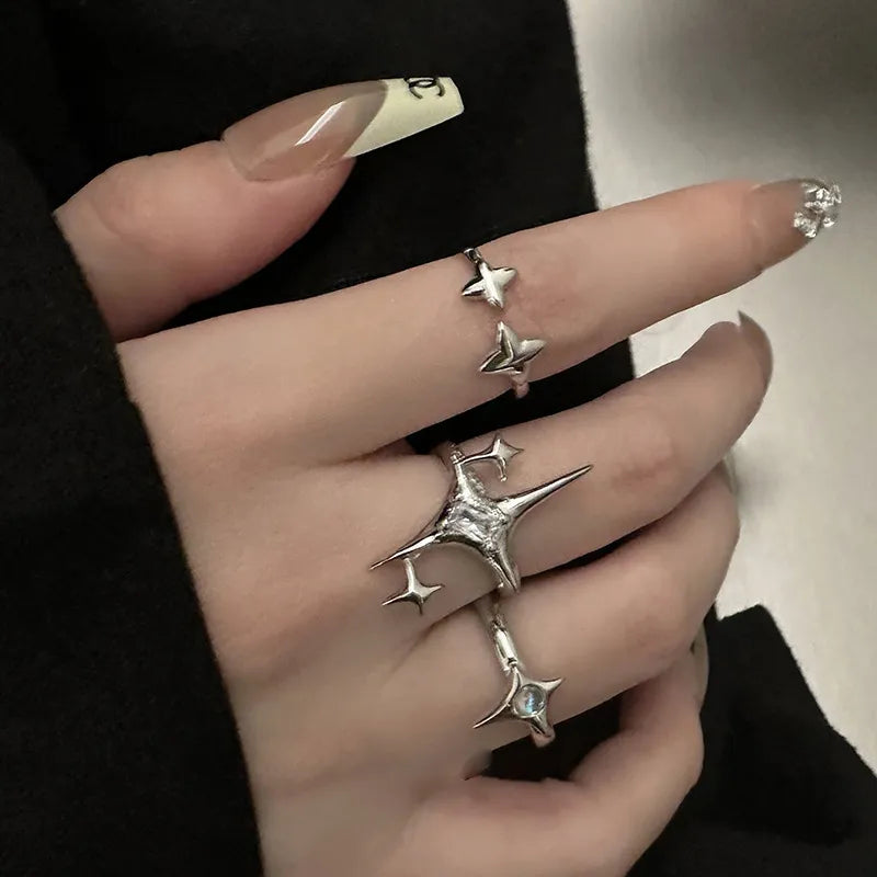 Womens Vintage Irregular Cross Star Ring