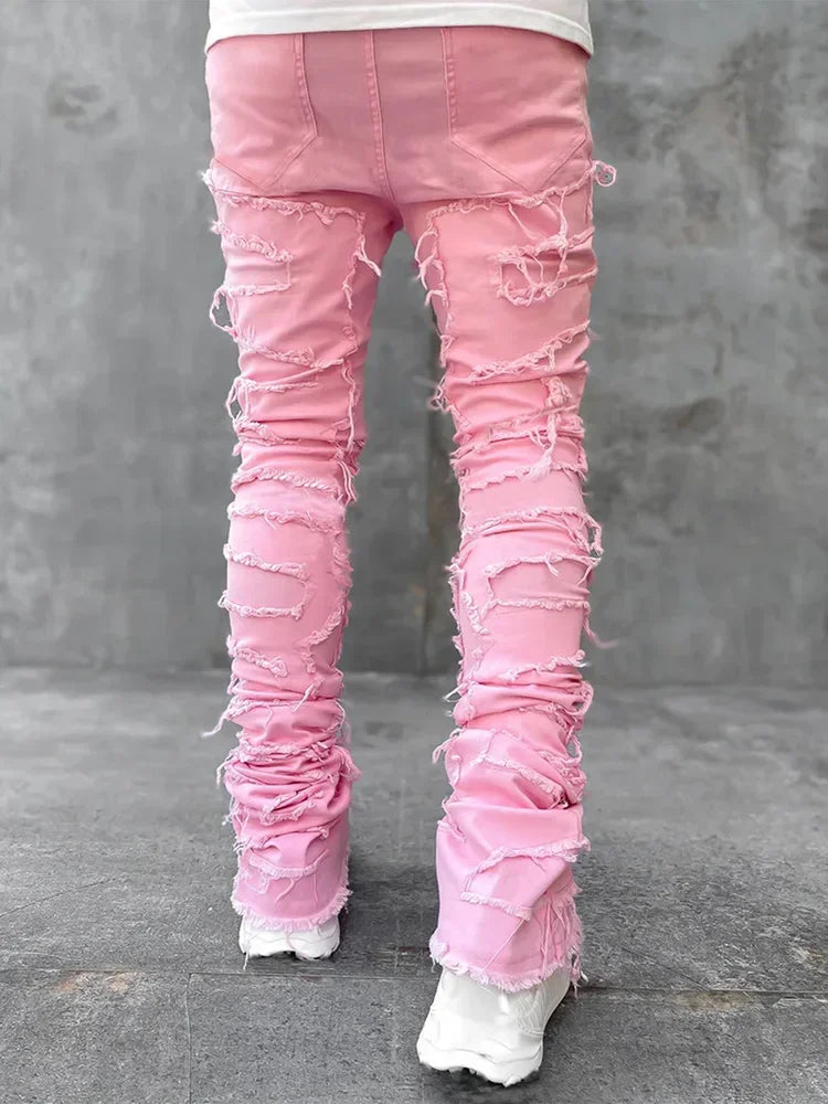 Men Streetwear Ripped Jeans Fashion Denim Pants