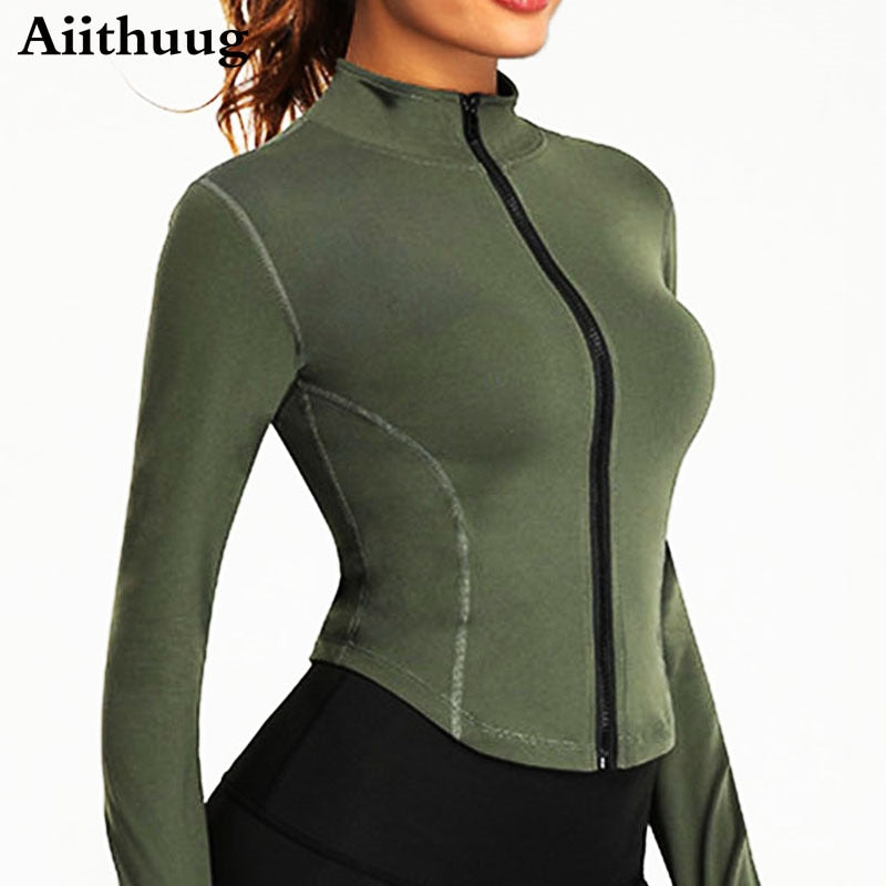 Aiithuug Women Full Zip-up Yoga Top