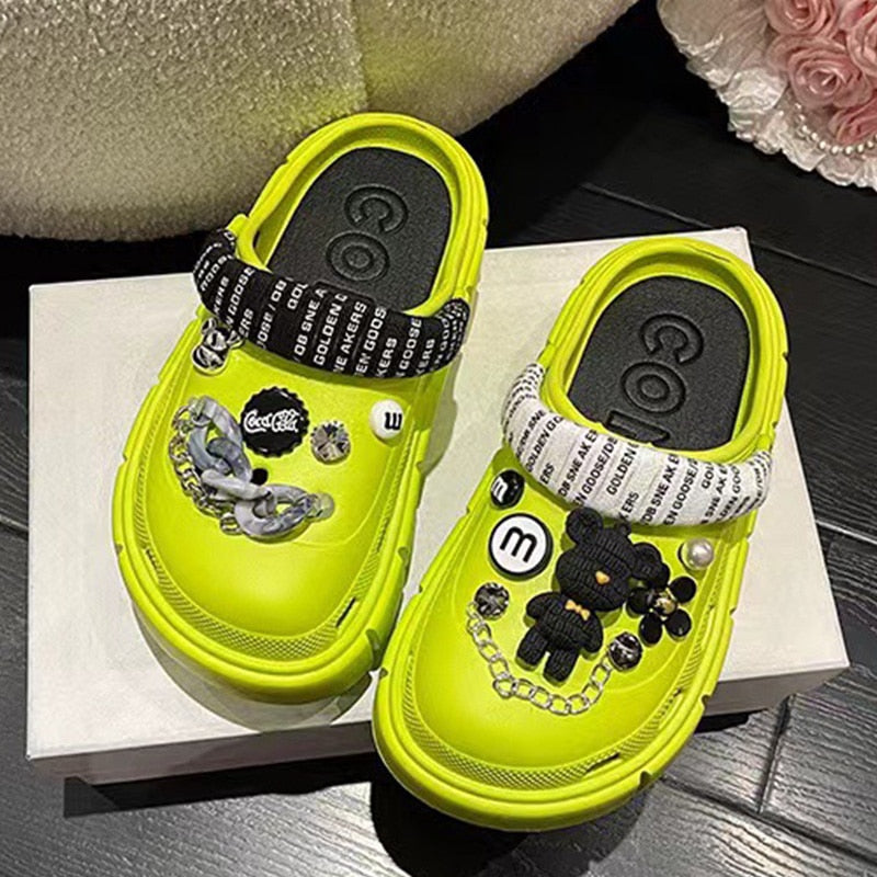 Girls Fashion Charms Clogs Thick Sole