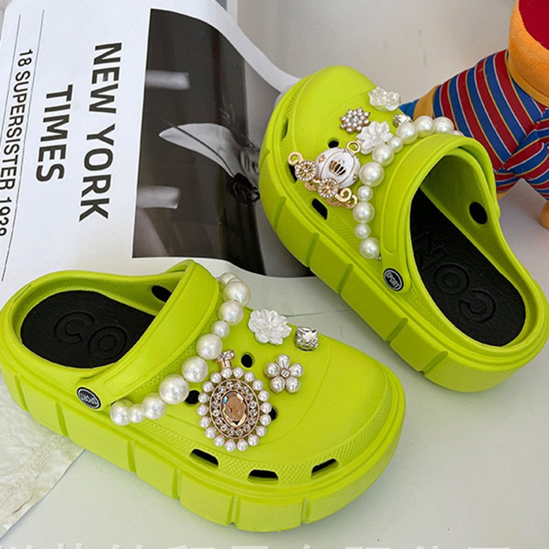 Girls Fashion Charms Clogs Thick Sole