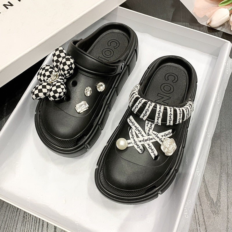 Girls Fashion Charms Clogs Thick Sole