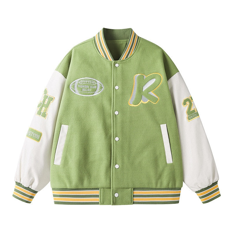 Oversize Unisex Baseball Letter Embroidery Streetwear Varsity Jackets