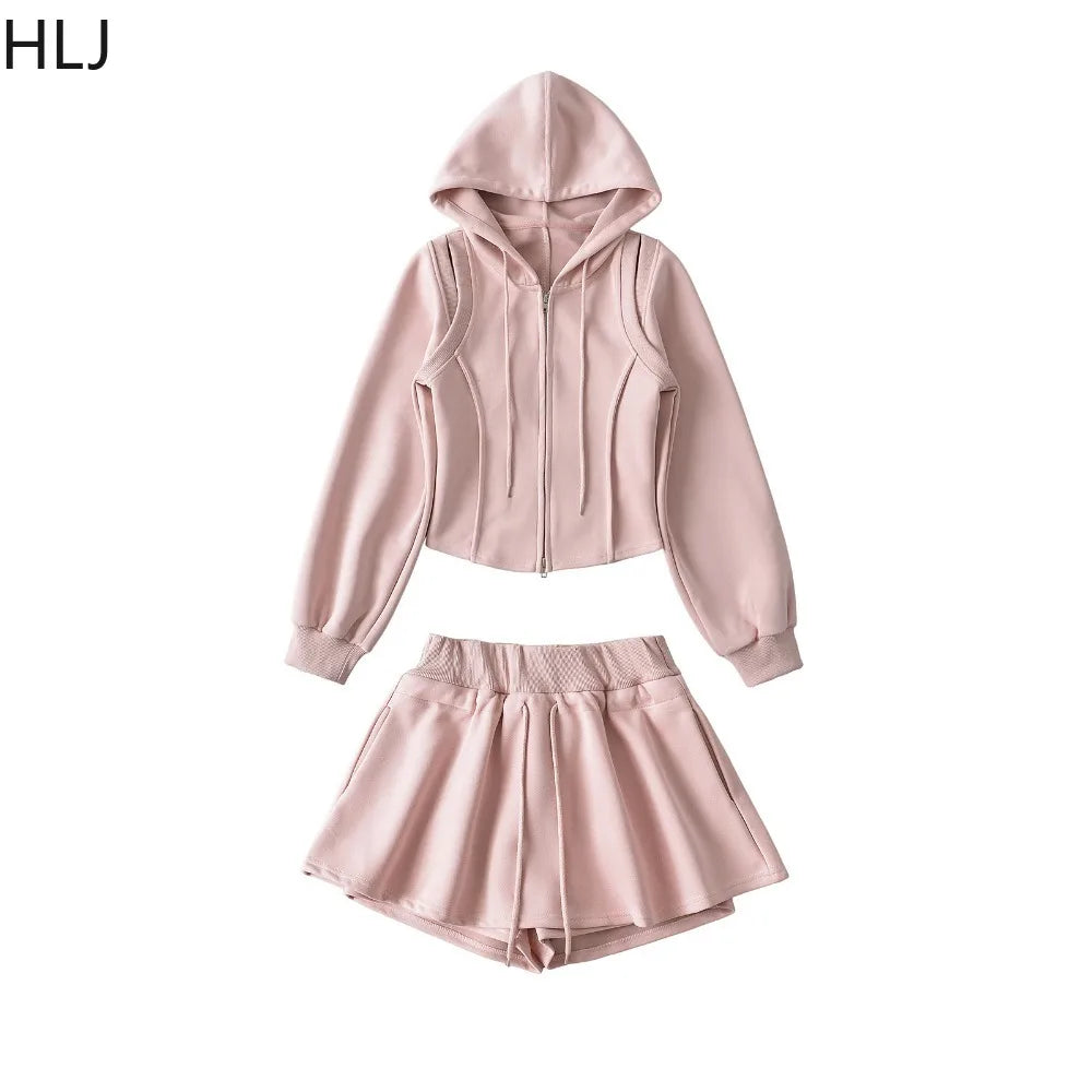 Women's HLJ American Sporty Hooded Two Piece Sets