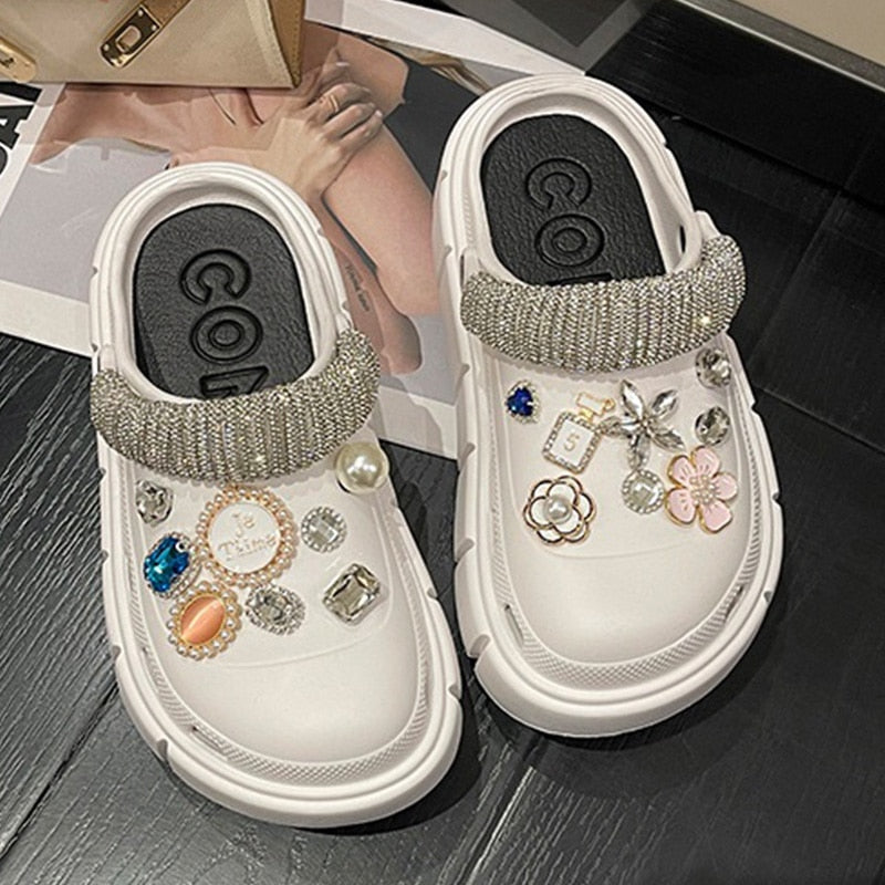 Girls Fashion Charms Clogs Thick Sole