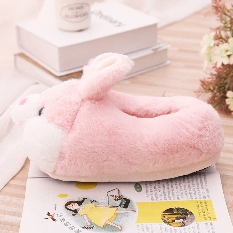 Cute Cartoon Pink Bunny Fur Slides