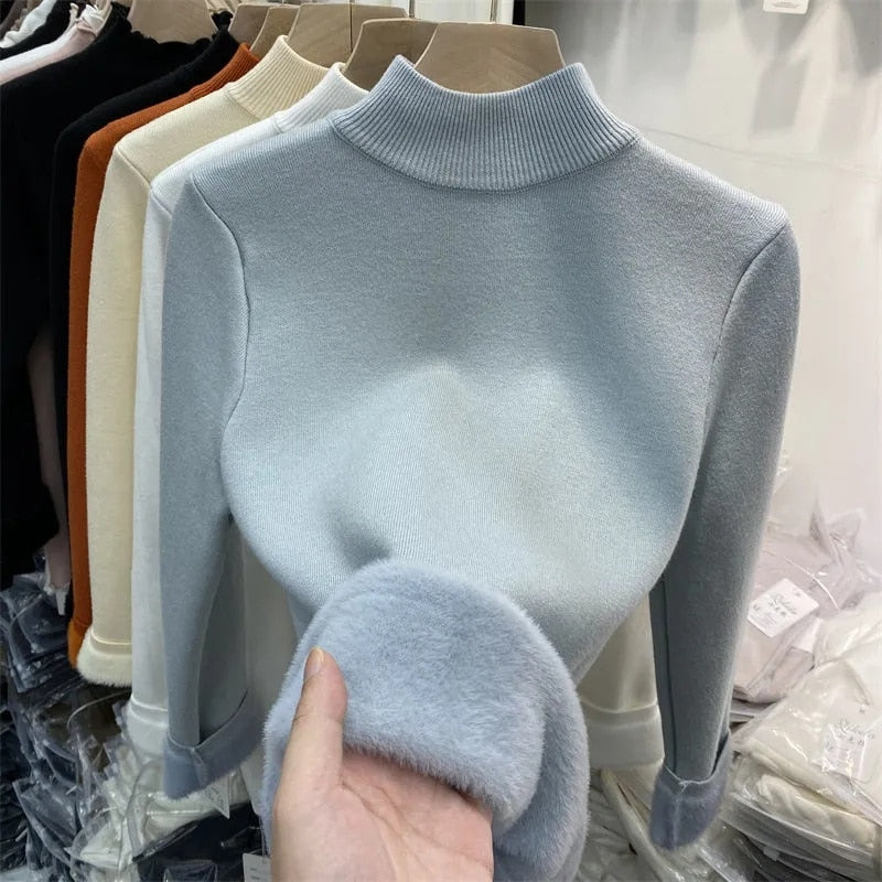 Woman Korean Turtleneck Slim Knitted Pullovers