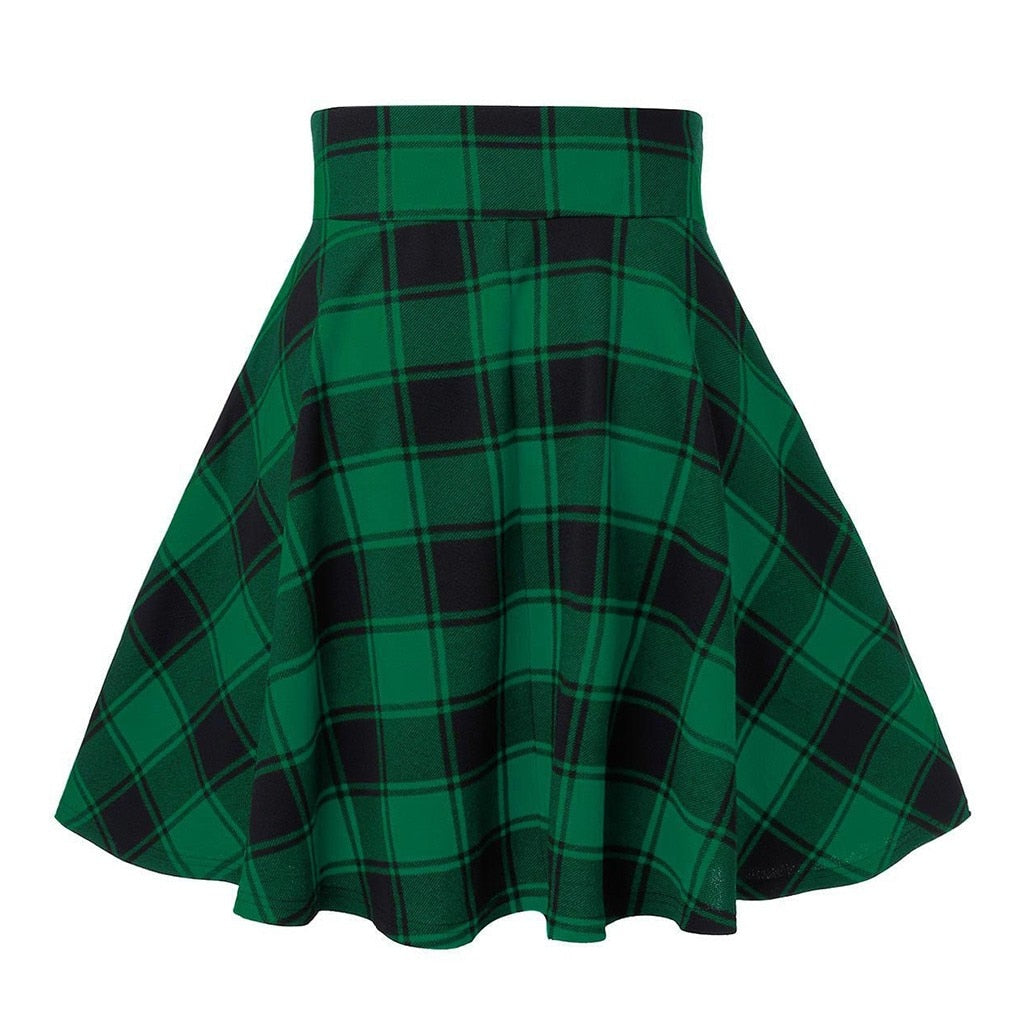 Womens Black Checkered Gothic Skirt