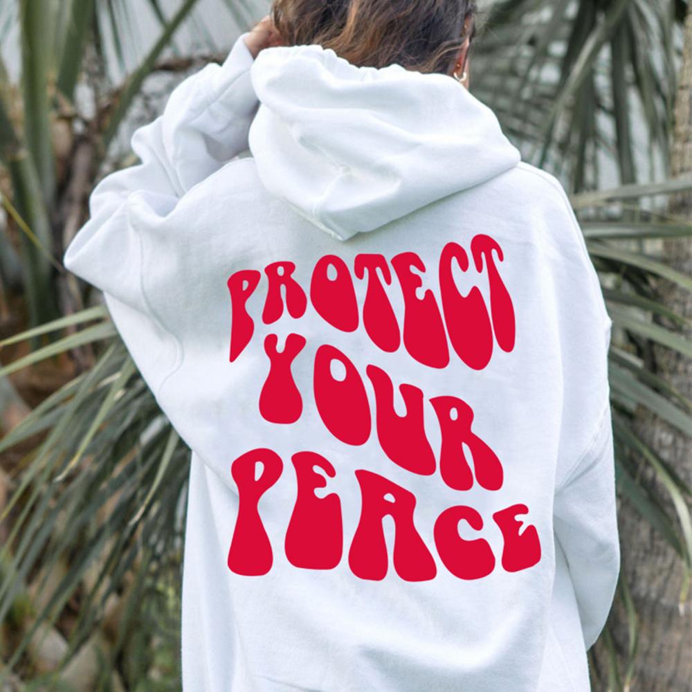 Women Oversized Hoodie Protect Your Peace Graphic Hoodie