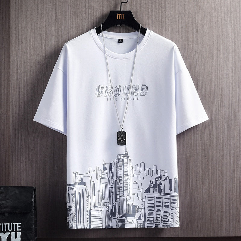 2023 Summer New Men's Classic Fashion Short Sleeve T-shirt Suit Men's Casual Loose Comfortable High-Quality Two-Piece Set M-5XL