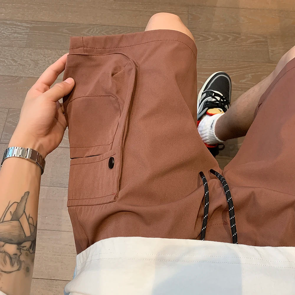 Men Korean Streetwear Cargo Shorts