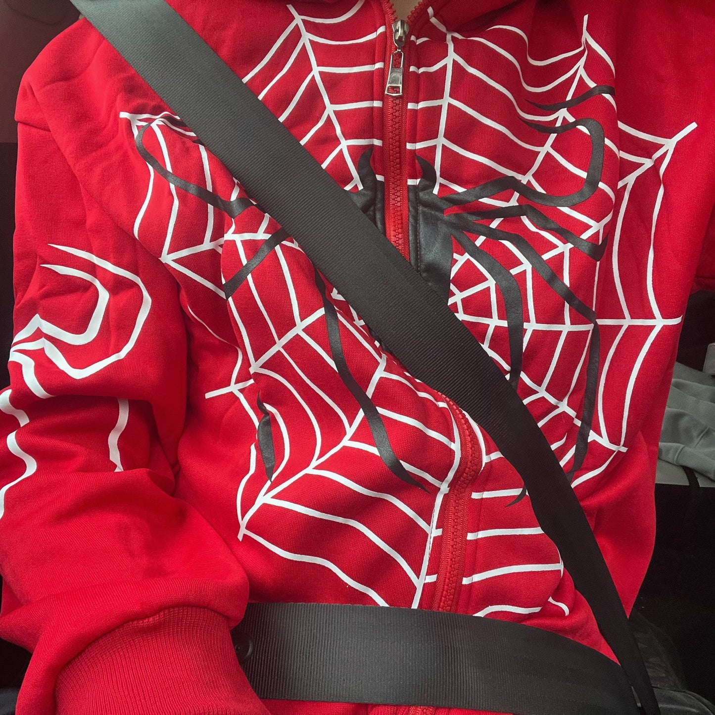 Spider Web Graphic Hoodies Men