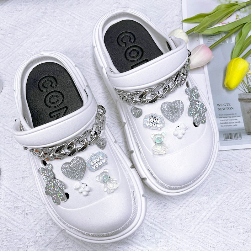 Girls Fashion Charms Clogs Thick Sole