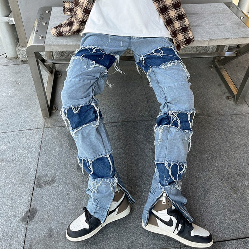 Men Y2K Streetwear Baggy Stacked Jeans