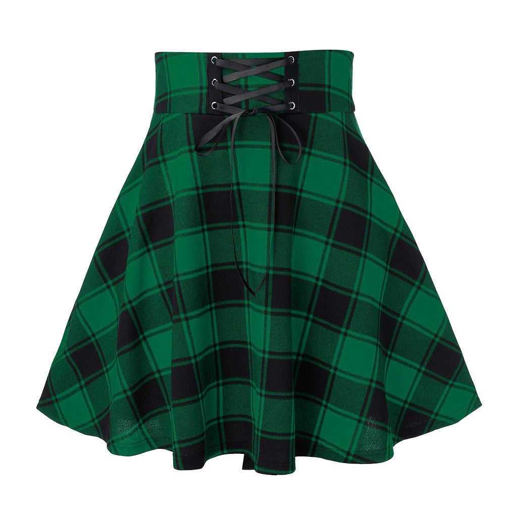 Womens Black Checkered Gothic Skirt