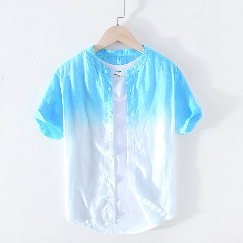 Mens 100% Pure Linen Summer Gradient Shirts