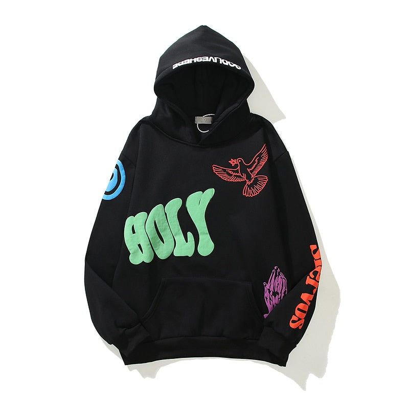 Men's Graffiti Letter Foam Plus Velvet Sweatshirts